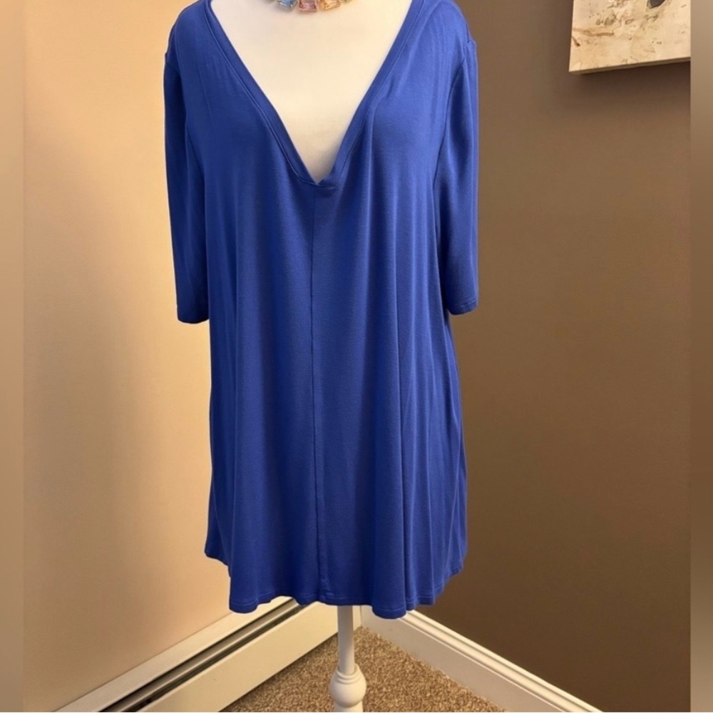 Plus Size Tunic Top 20 Avenue Blue V Neck Flowy